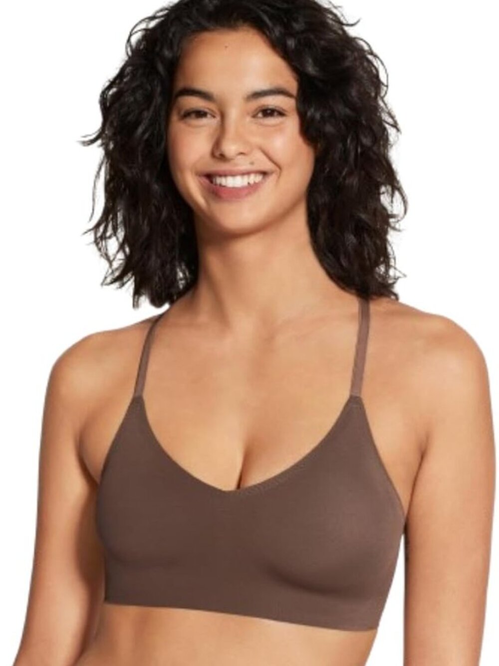 True & Co True Everybody V-Neck Racerback Bra Chestnut Brown Extra Large New - Picture 2 of 4